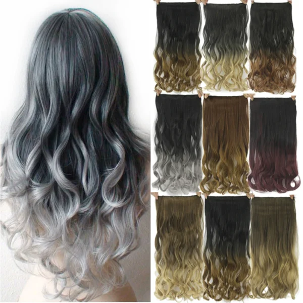 Grey Human Hair Wigs Long Black To Grey Ombre Clip In Extensions