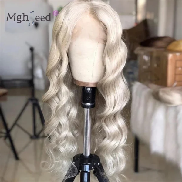 Grey Human Hair Wigs: 13x4 Ash Blonde Lace Front Peruvian Wig - Image 4