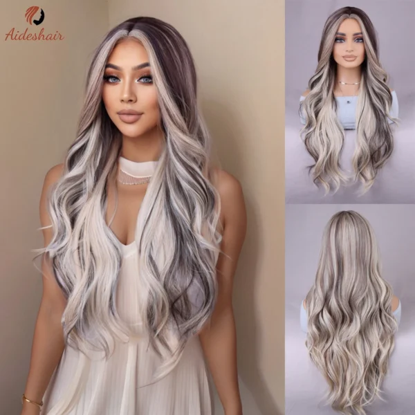 28-inch Grey Human Hair Wigs, Curly Wavy, Heat Resistant