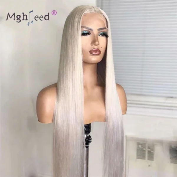 Grey Human Hair Wigs: 13x4 Ash Blonde Lace Front Peruvian Wig - Image 6