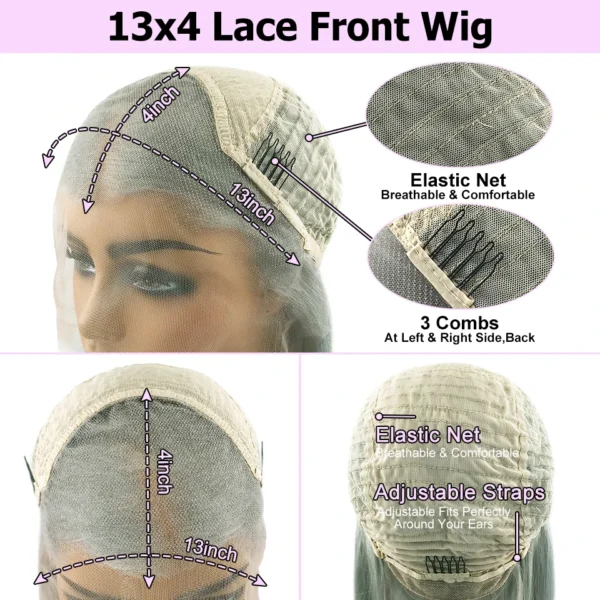Grey human hair wigs 13x4 lace front bob, preplucked - Image 3