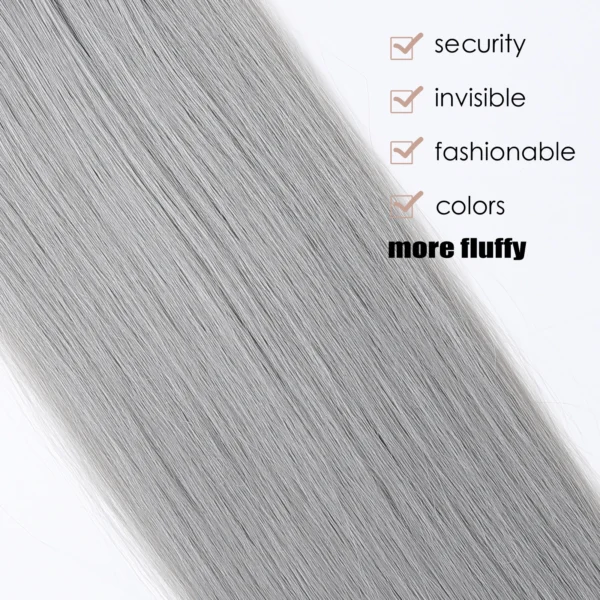Grey Human Hair Wigs Clip In Long Straight Thick Extensions For Women - Image 5