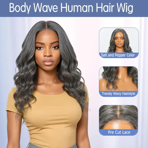 Grey Human Hair Wigs Loose Wave Glueless Short Bob Lace Closure Wig - Image 2