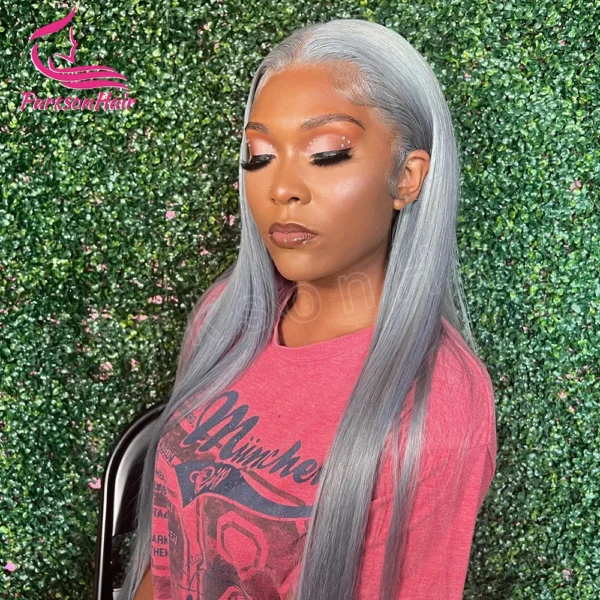 Grey Human Hair Wigs: 613 Body Wave Full Lace HD Frontal