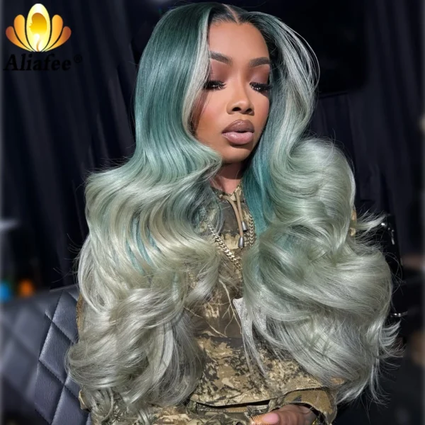 Grey human hair wigs, 13x6 HD lace, body wave, 180% density