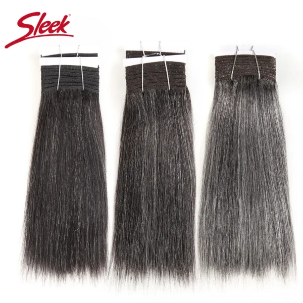 Grey human hair wigs, Brazilian yaki straight bundles in colors