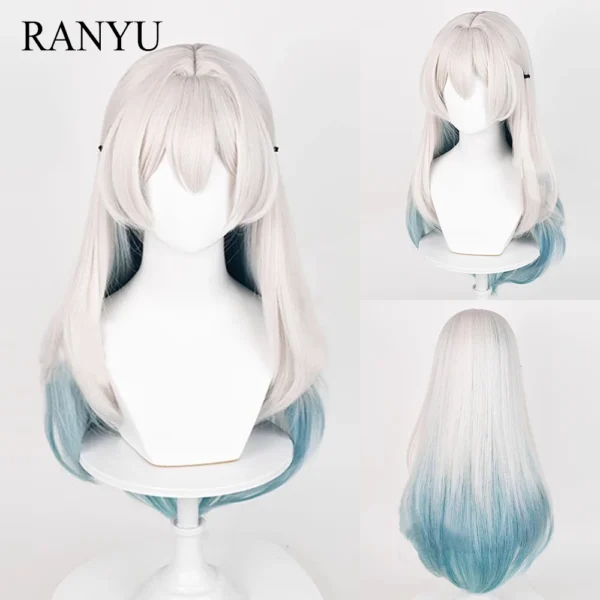 Grey human hair wigs with ombre green for cosplay parties
