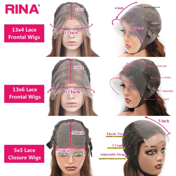 Dark Brown Gray 13X6 Lace Frontal Wig Brazilian Pre Plucked Ombre - Image 5