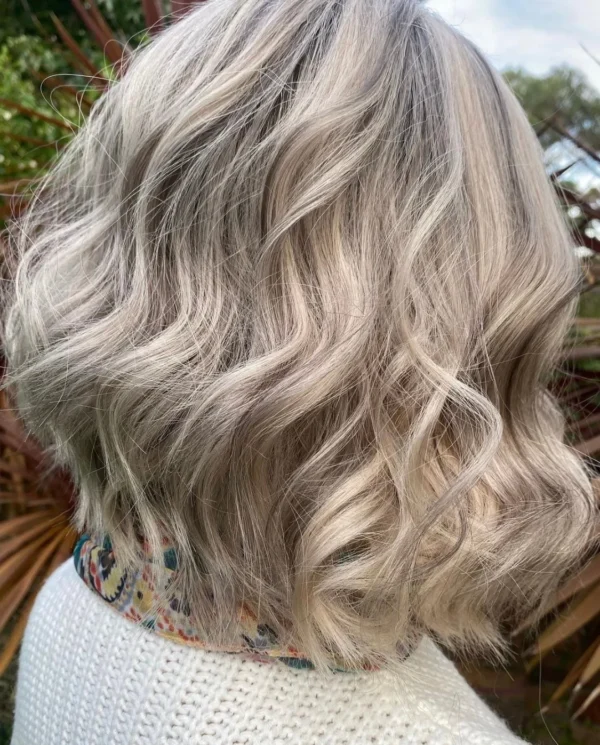 Grey Human Hair Wigs: Ombre White Grey Blonde Bob Lace Wig