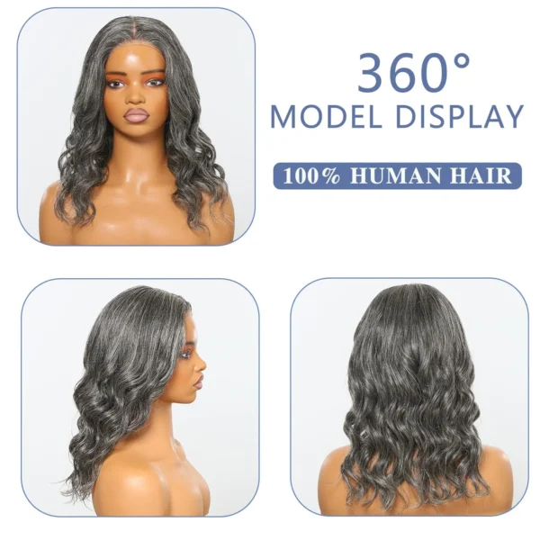 Grey Human Hair Wigs Loose Wave Glueless Short Bob Lace Closure Wig - Image 4