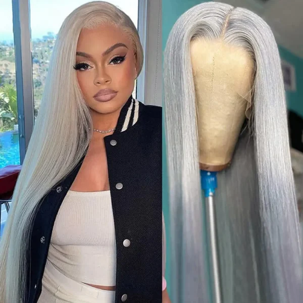 250% HD Grey Human Hair Wigs, 13x4 Lace Frontal