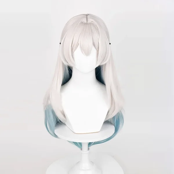 Grey human hair wigs with ombre green for cosplay parties - Image 2