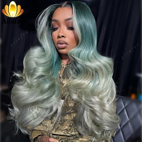 Grey human hair wigs, 13x6 HD lace, body wave, 180% density - Image 5