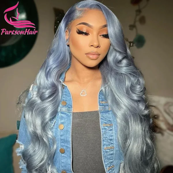 Grey Human Hair Wigs: 13*4 Lace Front Silver Grey Body Wave - Image 4