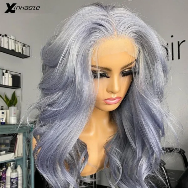 Grey Human Hair Wigs: 13x4 Lace Front, Silver Grey Human Hair Wig - Image 2