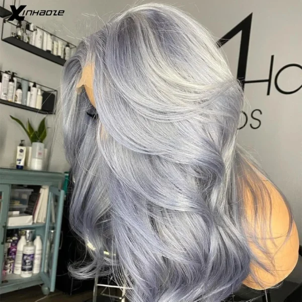 Grey Human Hair Wigs: 13x4 Lace Front, Silver Grey Human Hair Wig - Image 3